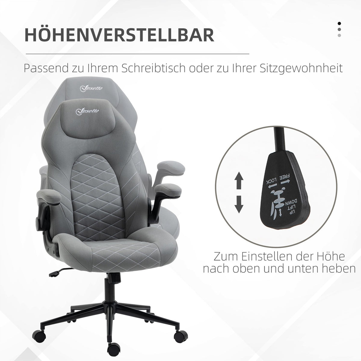 Office Chair, Ergonomic Desk Chair, Computer Chair With Rocker Function, Adjustable Armrests, Swivel Chair With Soft Cushion