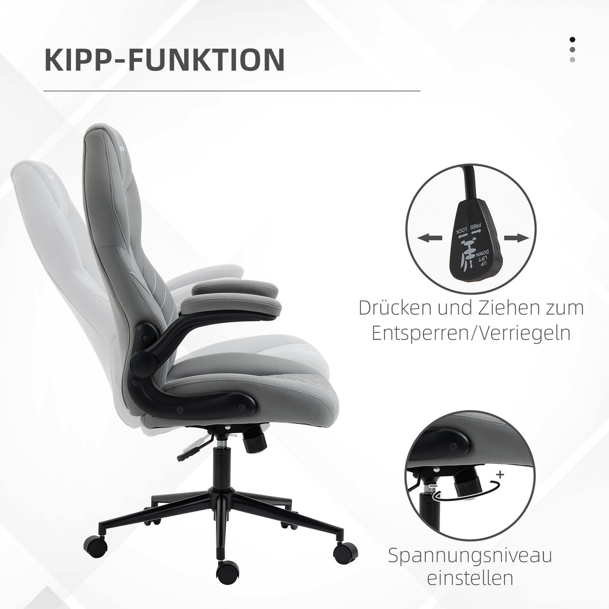 Office Chair, Ergonomic Desk Chair, Computer Chair With Rocker Function, Adjustable Armrests, Swivel Chair With Soft Cushion