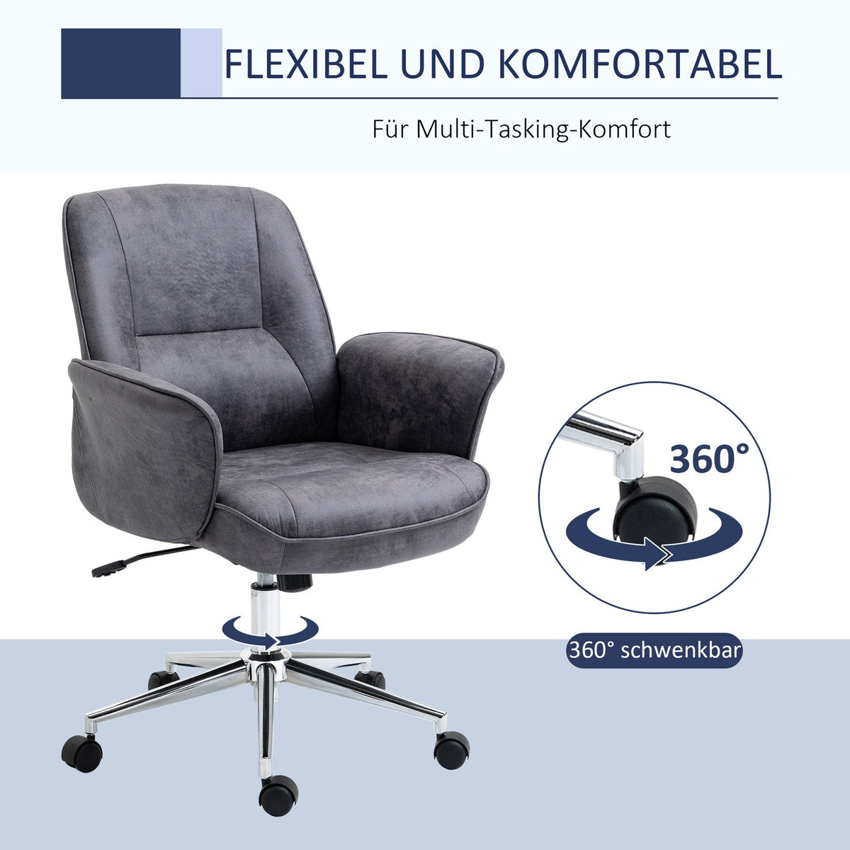 Office Chair Ergonomic Desk Chair With Rocker Function, Height Adjustable, Load Capacity Up To 120Kg, 67X69X92-102Cm
