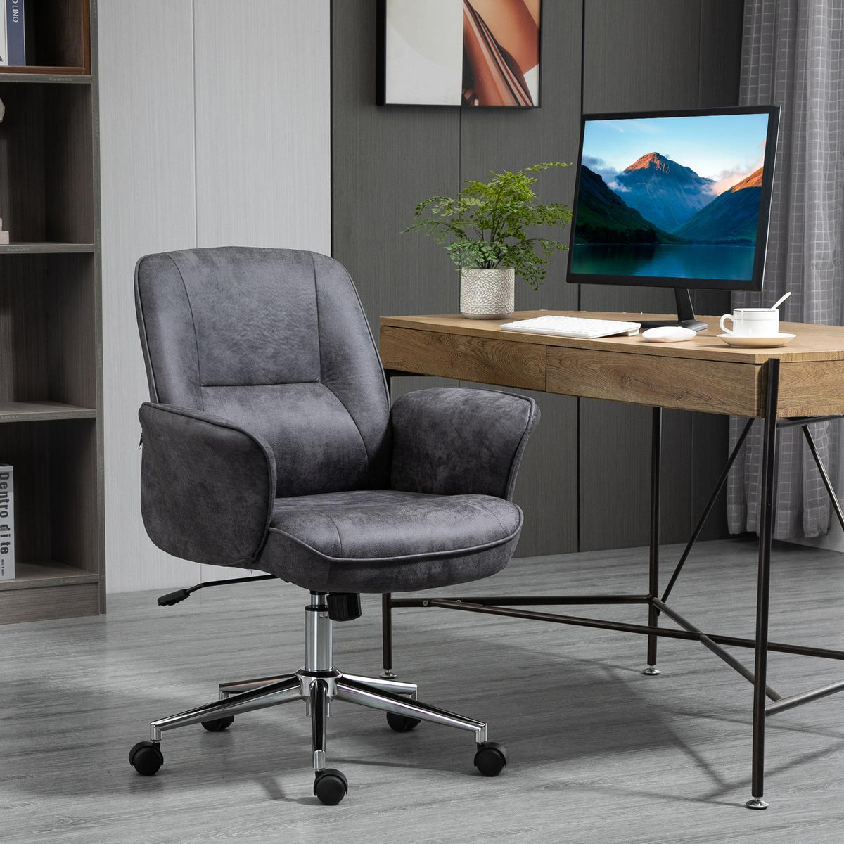 Office Chair Ergonomic Desk Chair With Rocker Function, Height Adjustable, Load Capacity Up To 120Kg, 67X69X92-102Cm