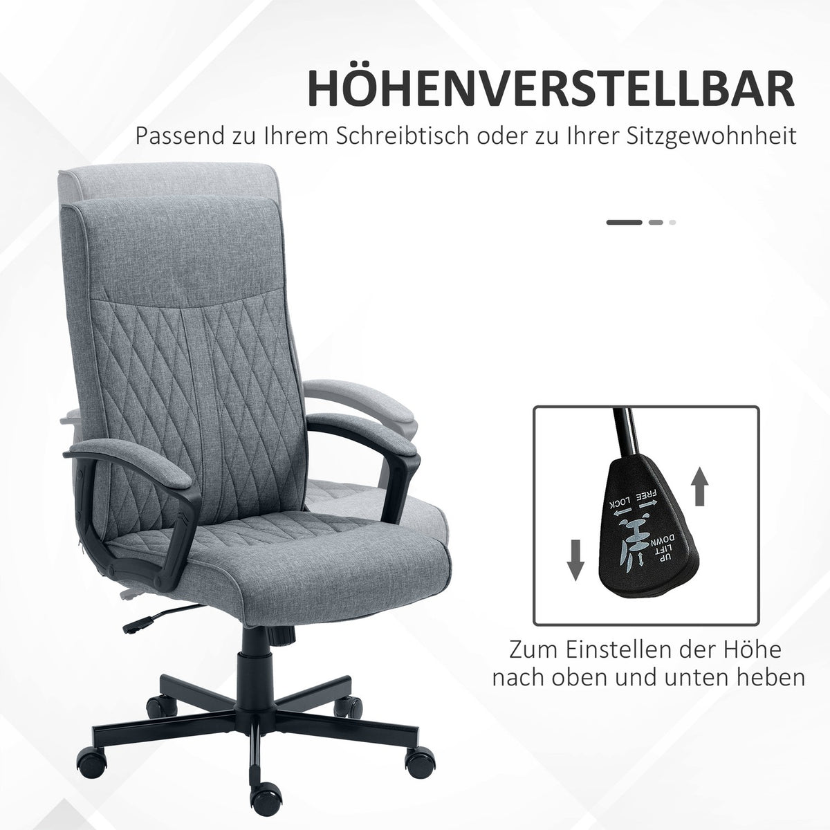 Office Chair Ergonomic Desk Chair With Rocker Function Height Adjustable Swivel For Office Dark Gray