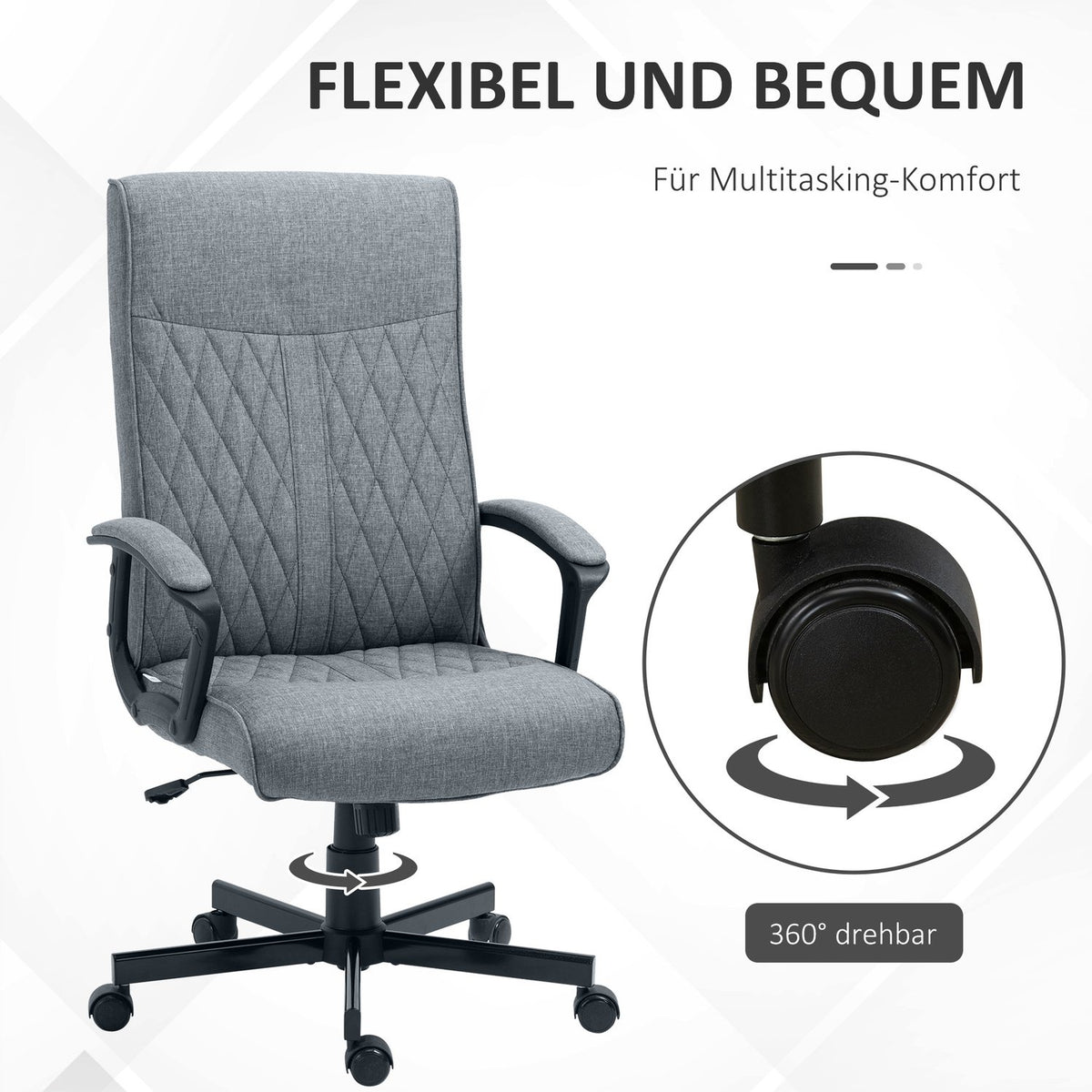 Office Chair Ergonomic Desk Chair With Rocker Function Height Adjustable Swivel For Office Dark Gray
