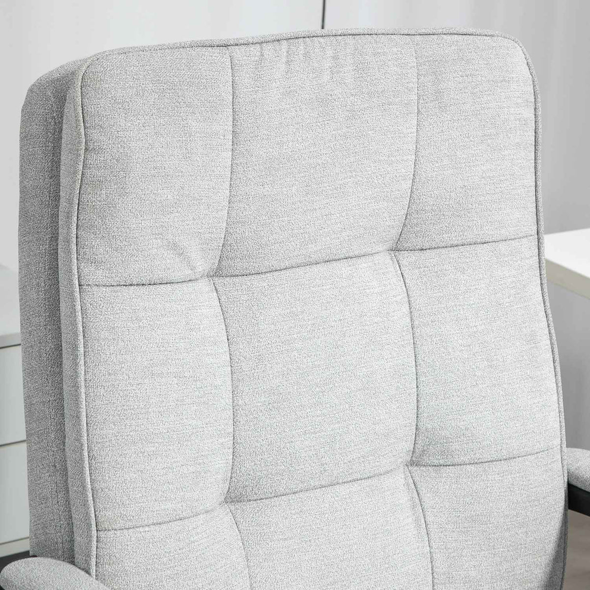 Office Chair Ergonomic Desk Chair with Armrest, Height-Adjustable Swivel Chair with Rocker Function, Linen Look, Padded Computer Chair, Gray
