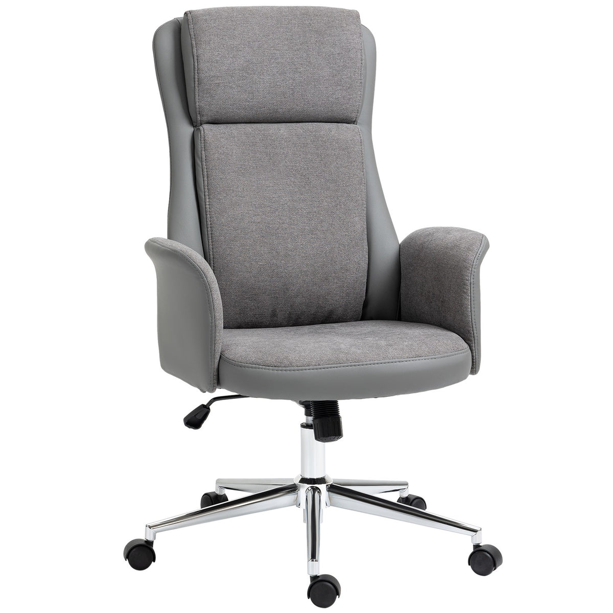 Office Chair Ergonomic Swivel Chair With Rocker Function, 360° Rotatable, Height Adjustable, Pu, Load Capacity Up To 120Kg, Gray, 65X72X108-118Cm