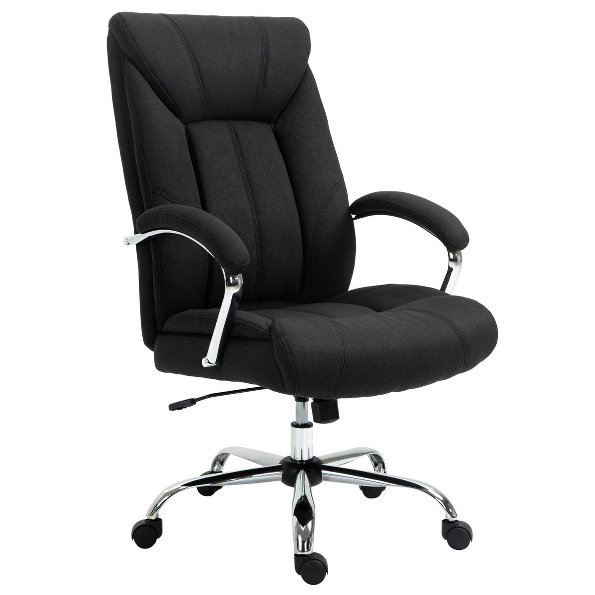 Office Chair Ergonomic Swivel Chair With Rocker Function, Padded Armrest, Headrest, Black, 65X78X110-120Cm