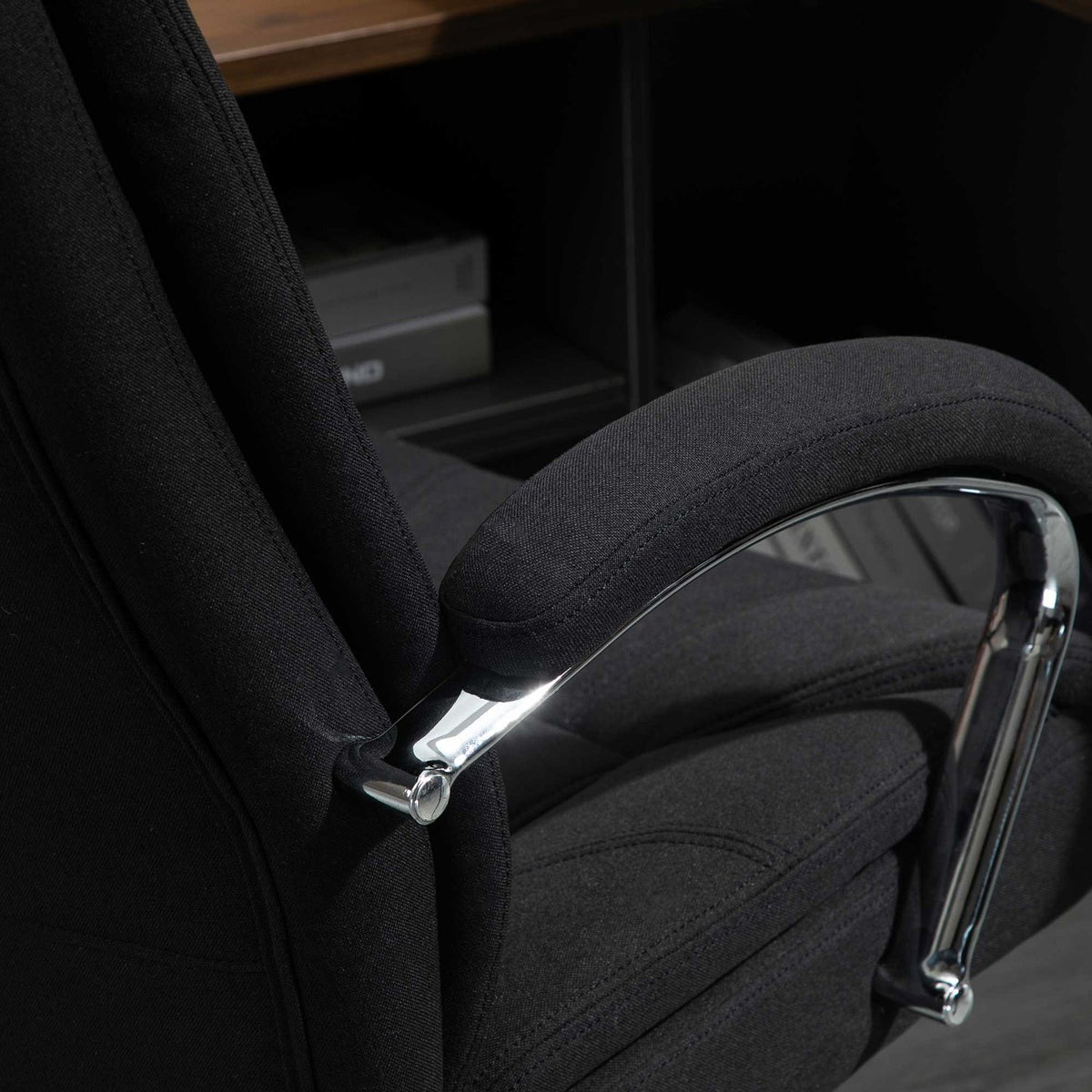 Office Chair Ergonomic Swivel Chair With Rocker Function, Padded Armrest, Headrest, Black, 65X78X110-120Cm