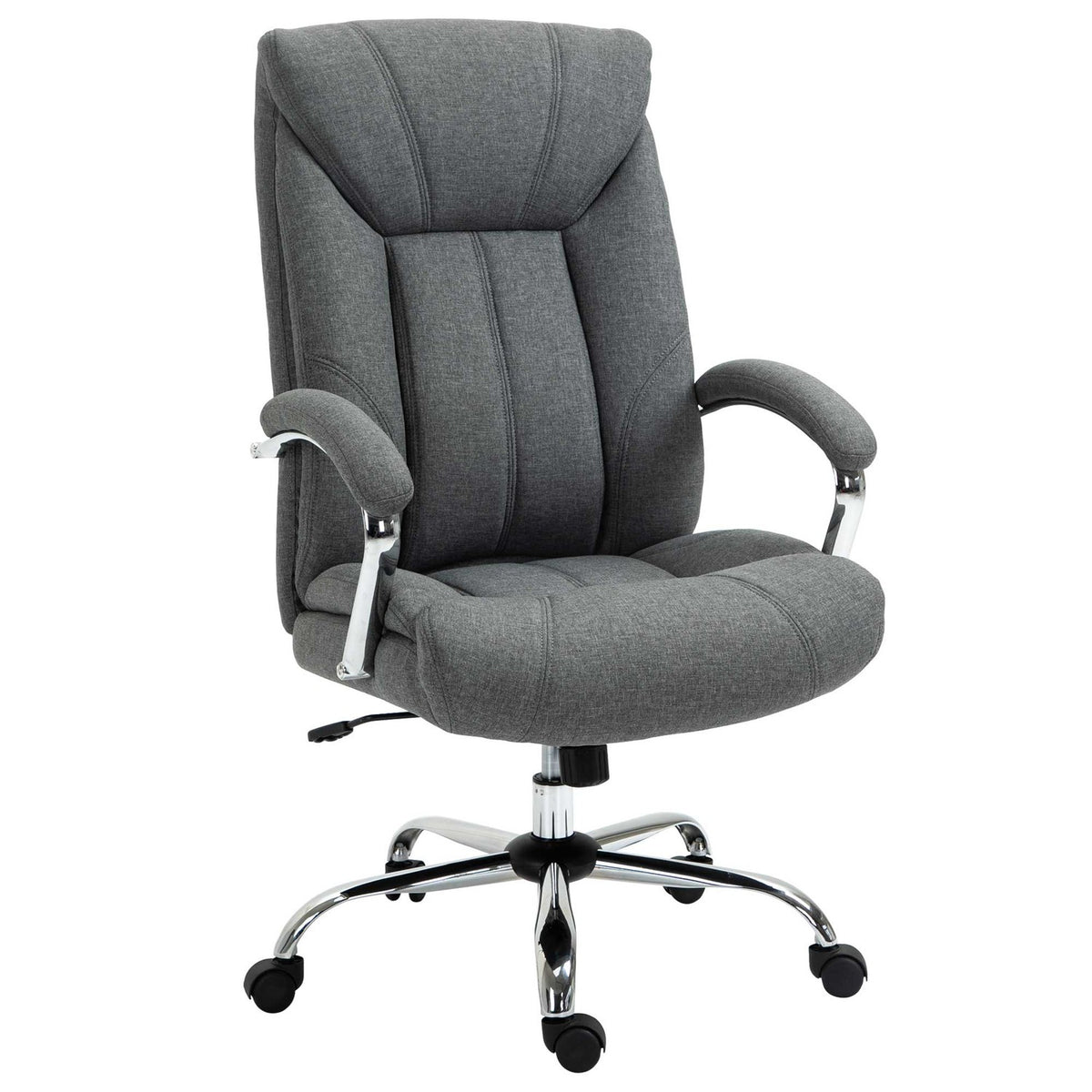 Office Chair Ergonomic Swivel Chair With Rocker Function, Padded Armrest, Headrest, Gray, 65X78X110-120Cm
