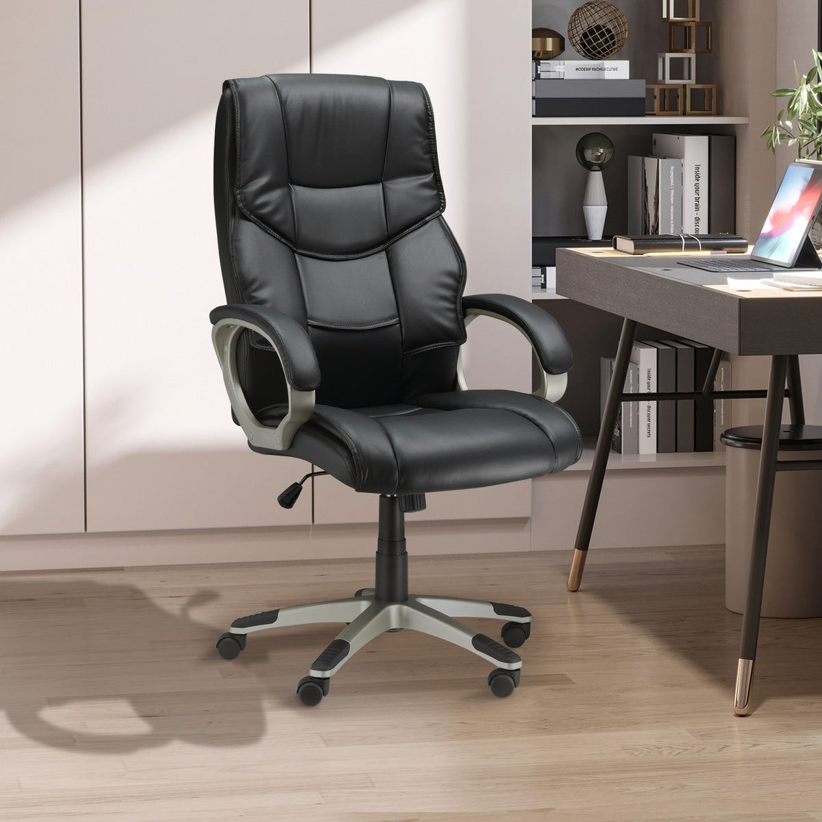 Office Chair Executive Chair Ergonomic Office Chair With Rocker Function, Sports Seat Design, High Backrest, 70X58X114-124Cm