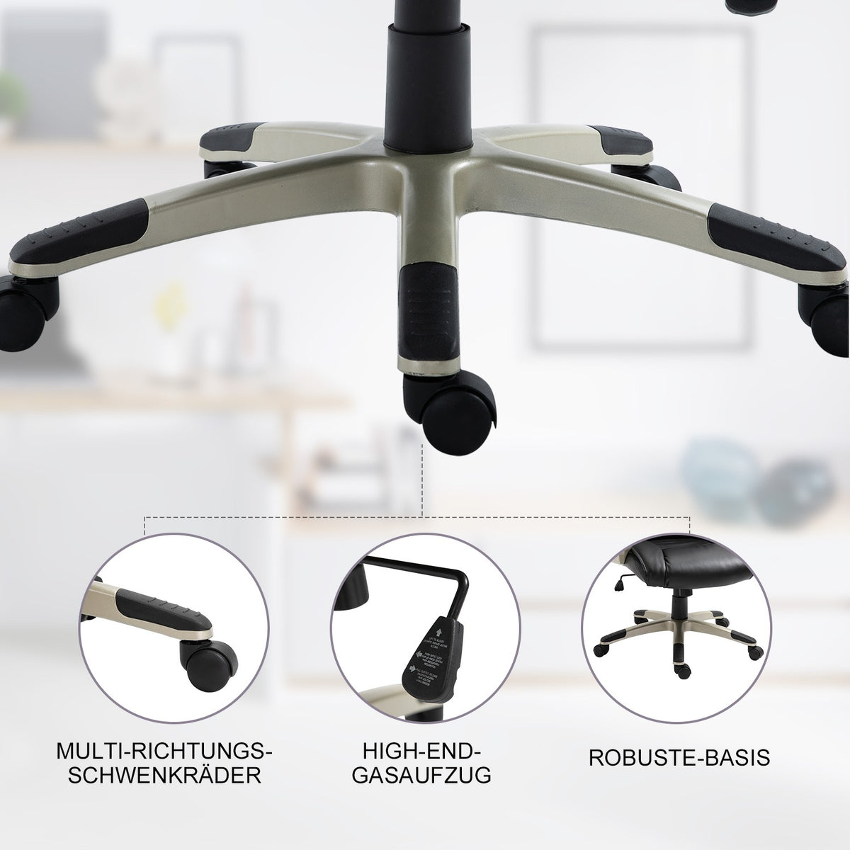 Office Chair Executive Chair Ergonomic Office Chair With Rocker Function, Sports Seat Design, High Backrest, 70X58X114-124Cm