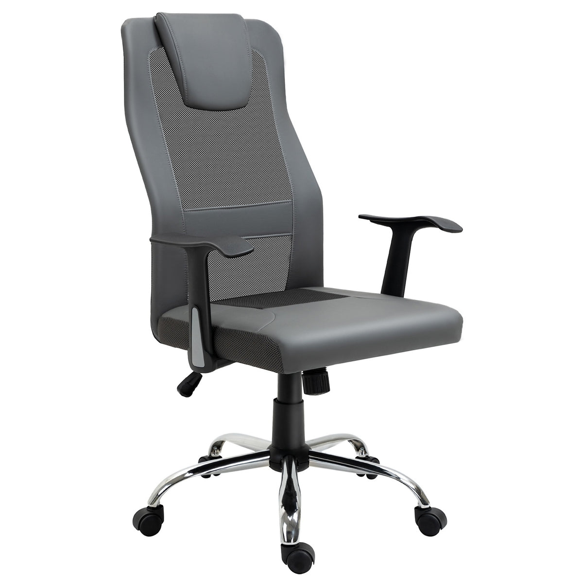 Office Chair Executive Chair Height Adjustable, Ergonomic, Faux Leather, Gray, 66X73X108-118 Cm