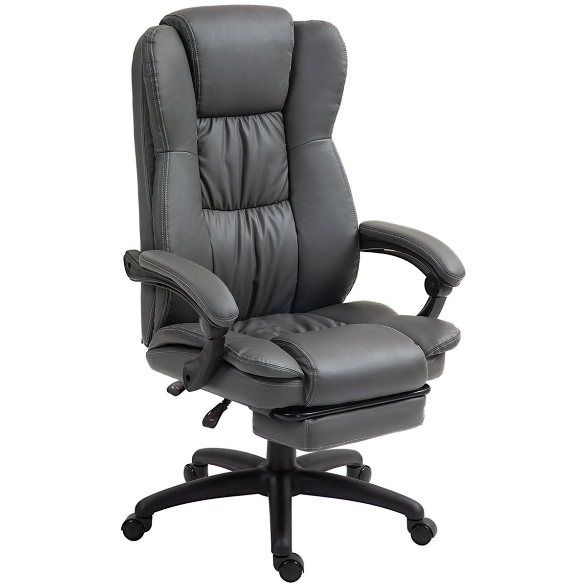Office Chair Executive Chair Swivel Chair Liftable with Footrest Headrest Ergonomic Chair Vibration Desk Chair with Reclining Function Massage Function Faux Leather Dark Gray 68.5x68.5x113-121cm