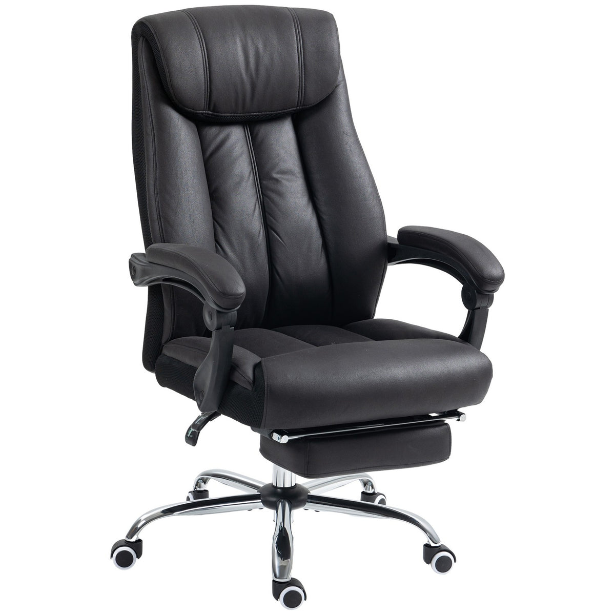 Office Chair Executive Chair With Footrest Height Adjustable Microfiber Tilt Steel Black