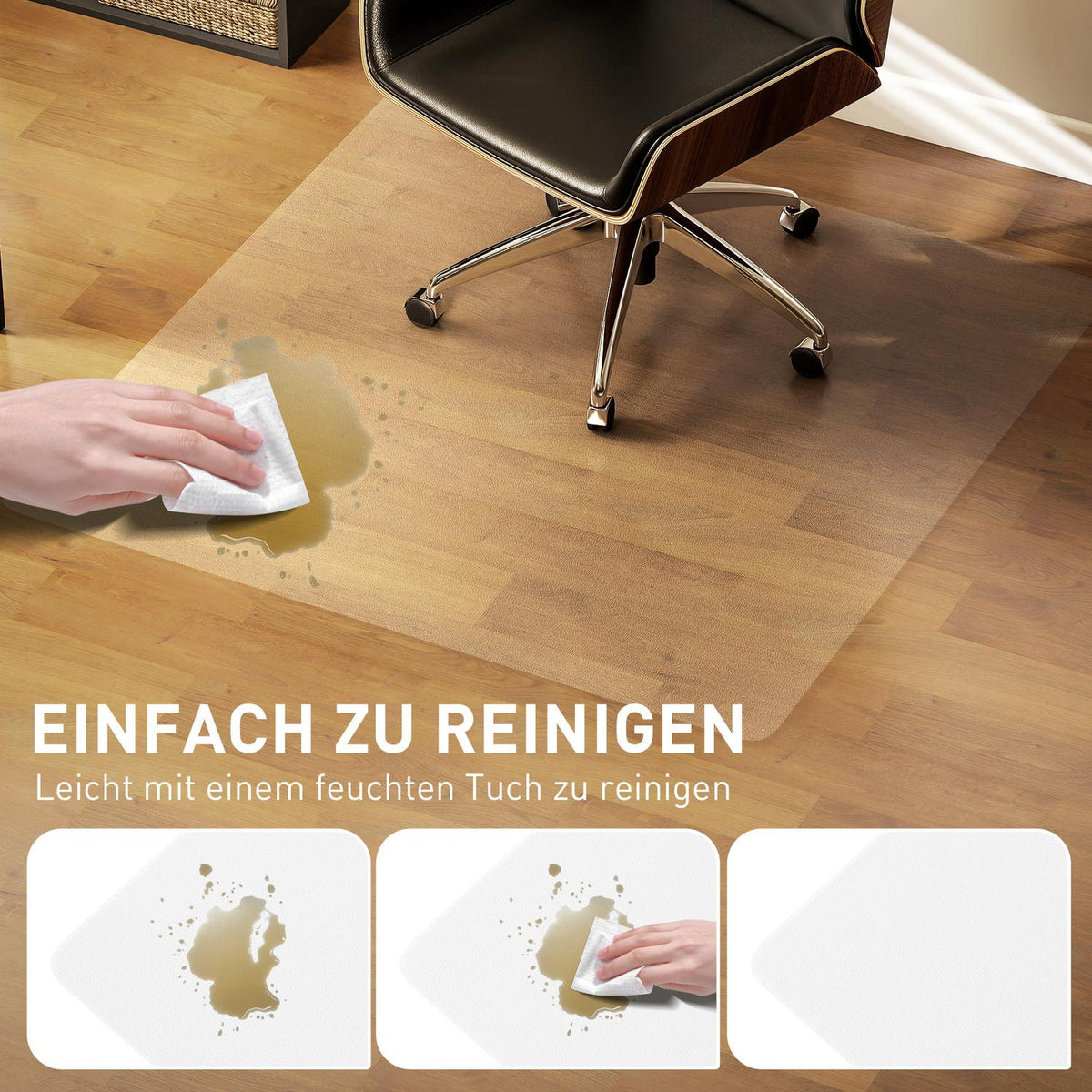 Office Chair Floor Protector, Non-Slip, 120x120 cm, Clear