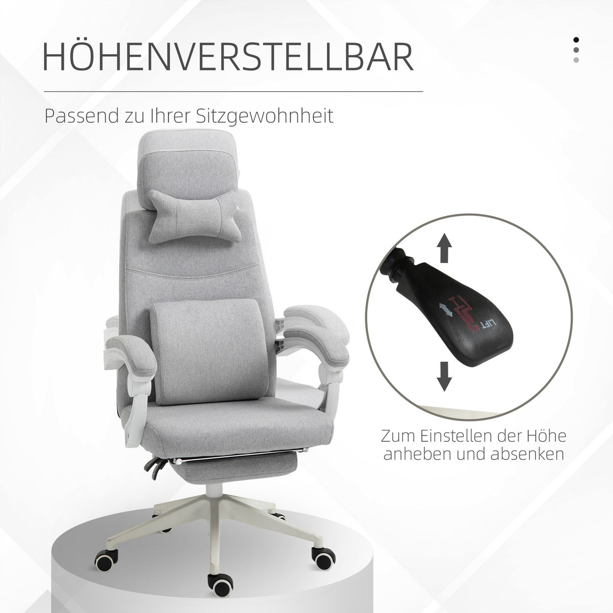 Office Chair, Gaming Chair, Chair With Wheels, Ergonomic Design, Polyester, Foam, Multi-Layer Board, Plastic, 62 X 68 X 117-127 Cm