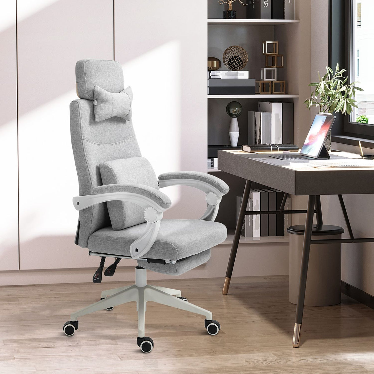Office Chair, Gaming Chair, Chair With Wheels, Ergonomic Design, Polyester, Foam, Multi-Layer Board, Plastic, 62 X 68 X 117-127 Cm