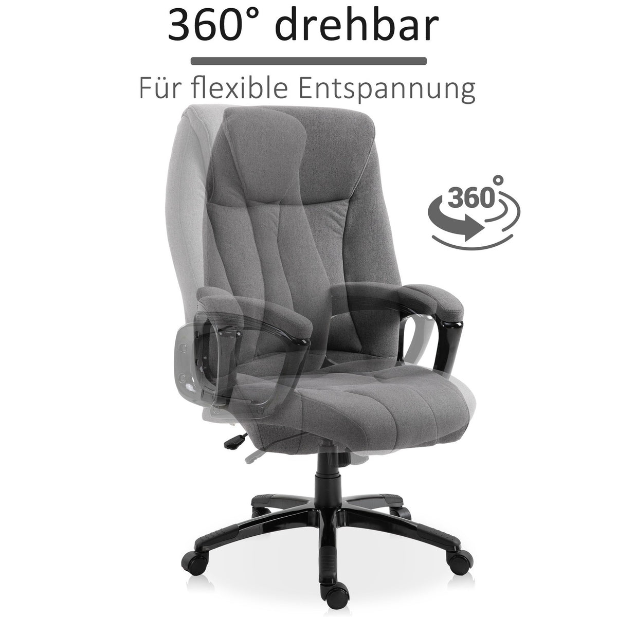 Office Chair Gaming Chair, Executive Chair, Height Adjustable With Massage Function, Ergonomic, Grey