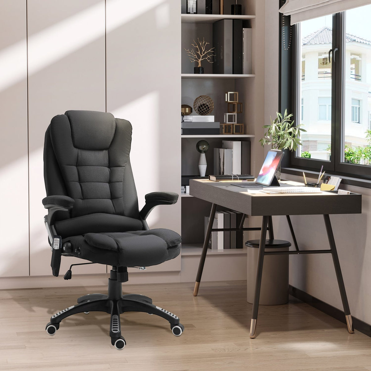 Office Chair Gaming Chair Massage Function Height Adjustable Black 67X74X116-126Cm