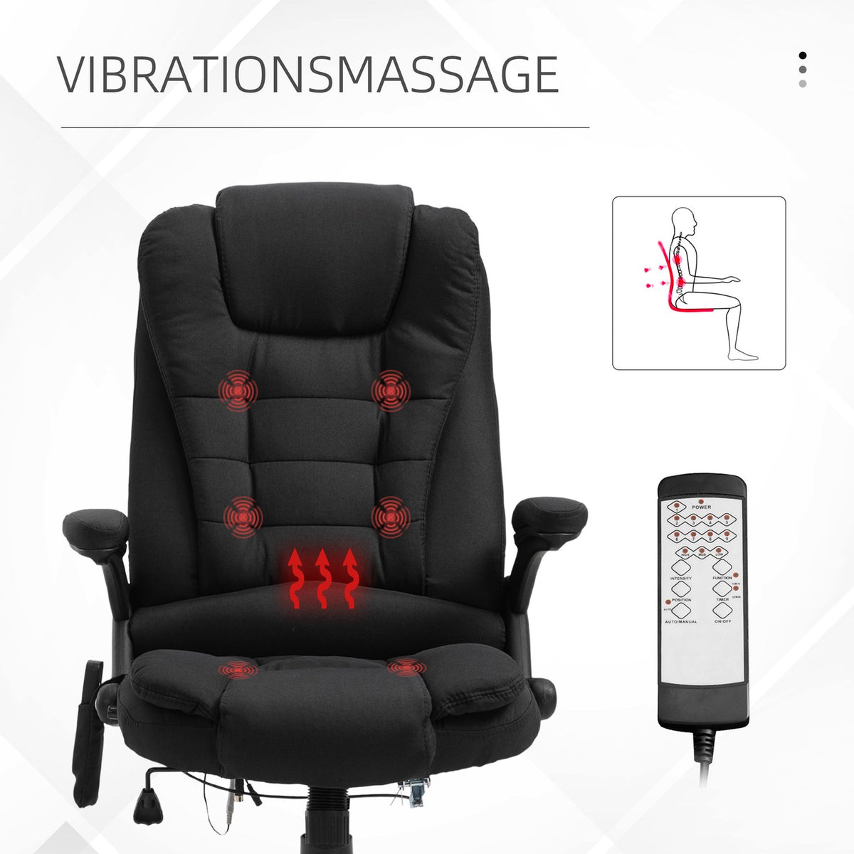 Office Chair Gaming Chair Massage Function Height Adjustable Black 67X74X116-126Cm