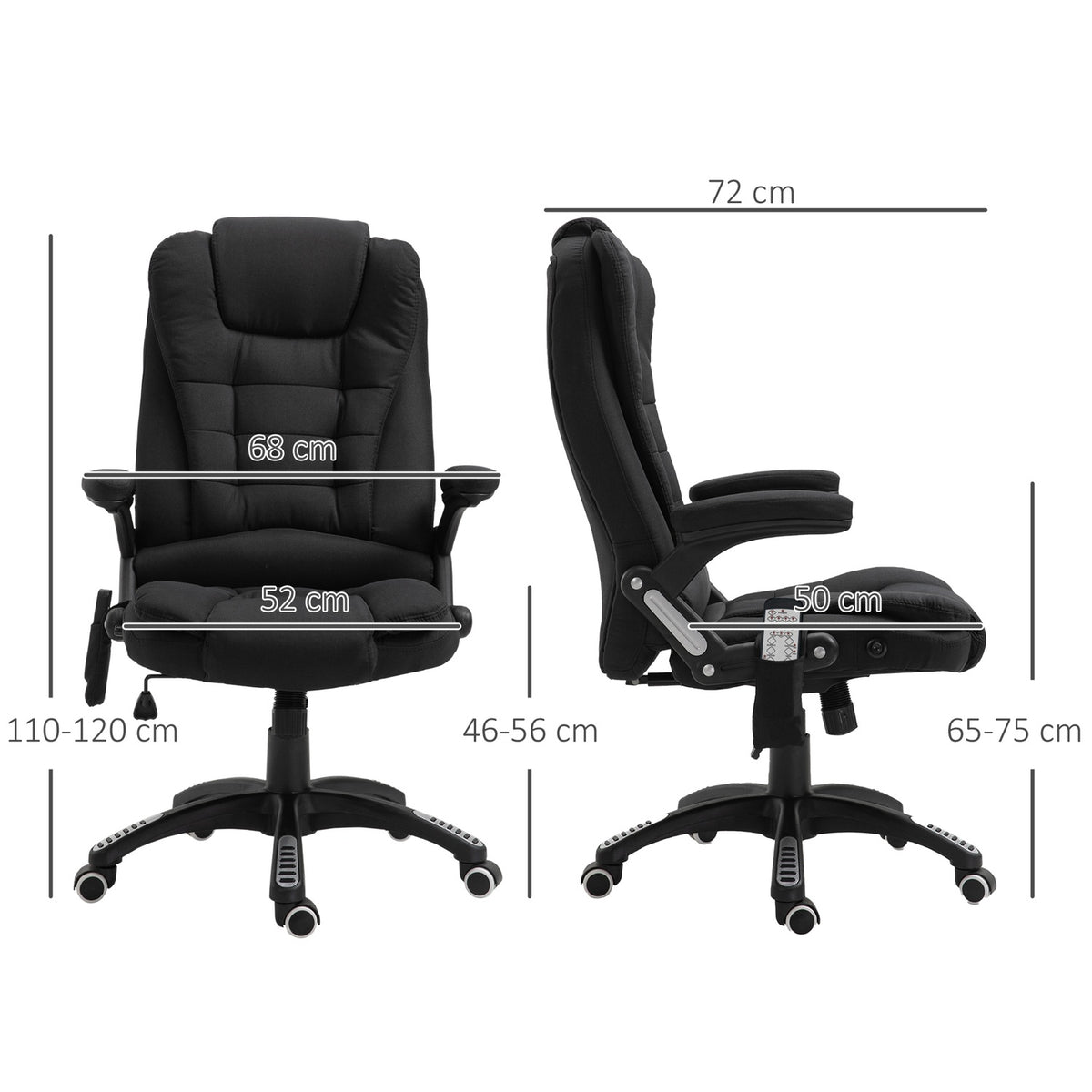 Office Chair Gaming Chair Massage Function Height Adjustable Black 67X74X116-126Cm