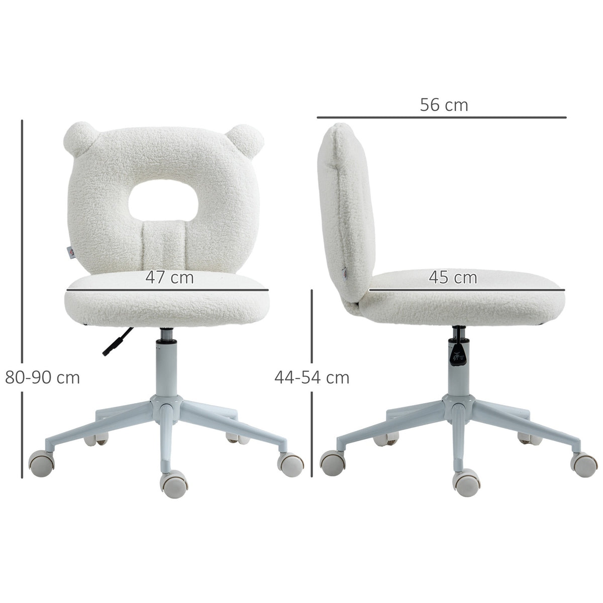 Office Chair, Height-Adjustable Desk Chair, Swivel Chair, Work Chair, Computer Chair For Living Room, Load Capacity Up To 120 Kg, Teddy Fleece