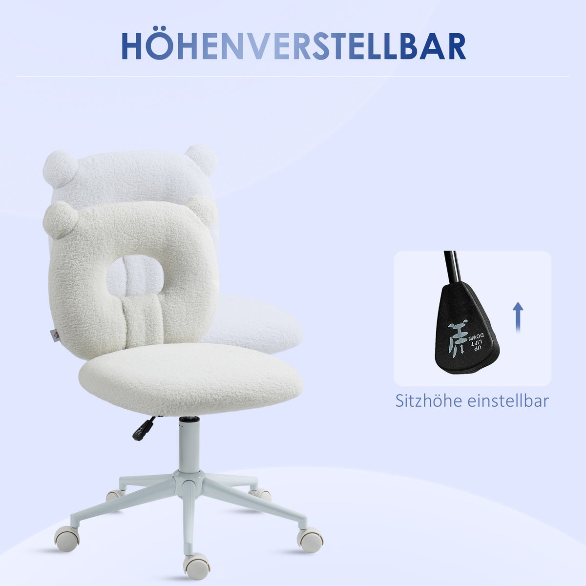Office Chair, Height-Adjustable Desk Chair, Swivel Chair, Work Chair, Computer Chair For Living Room, Load Capacity Up To 120 Kg, Teddy Fleece