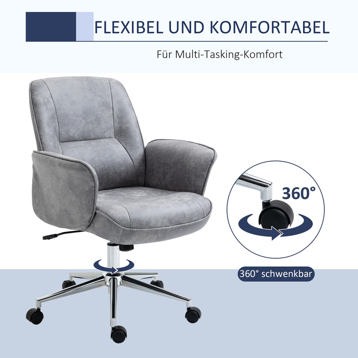 Office Chair Modern Desk Chair With Rocker Function, Height Adjustable, Ergonomic, 360° Swivel Wheels