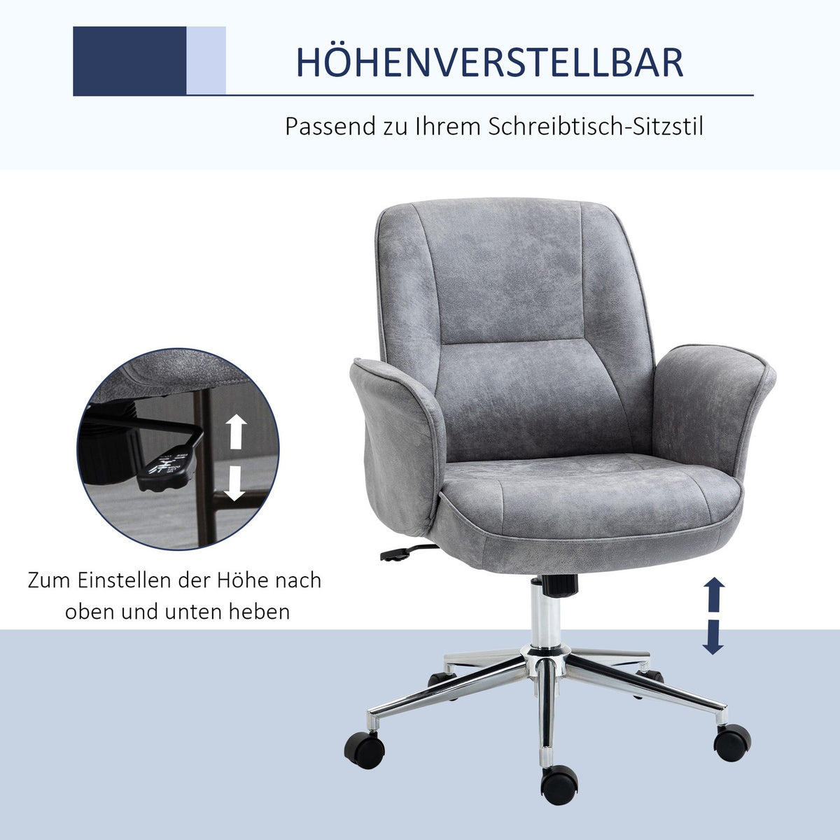 Office Chair Modern Desk Chair With Rocker Function, Height Adjustable, Ergonomic, 360° Swivel Wheels