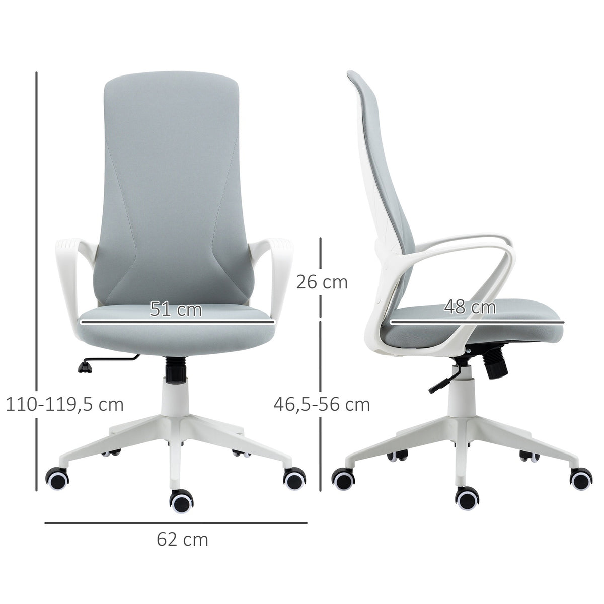 Office Chair Rocker Function, Height-Adjustable Desk Chair, Ergonomic Computer Chair, Swivel, Stretch Fabric, Light Grey