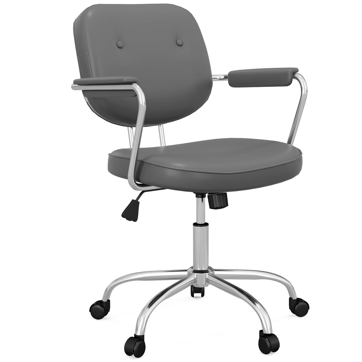 Office Chair Rocker Function, Imitation Leather Look, Height Adjustable 82-92Cm, Wheels, Up To 120Kg, Swivel Chair