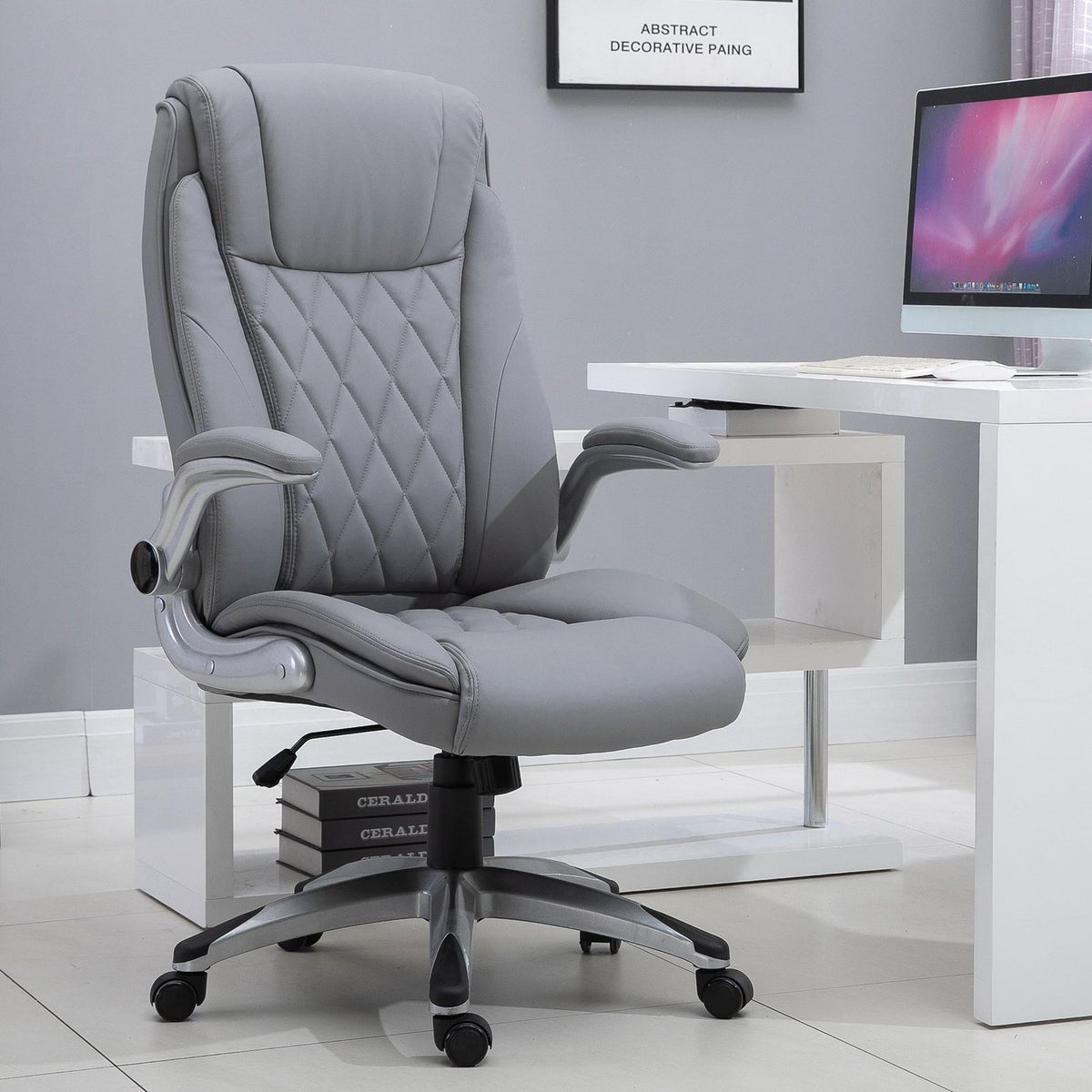 Office Chair, Swivel Chair, Computer Chair, Ergonomic, Rocker Function, Height Adjustable, Headrest, Armrests, Faux Leather