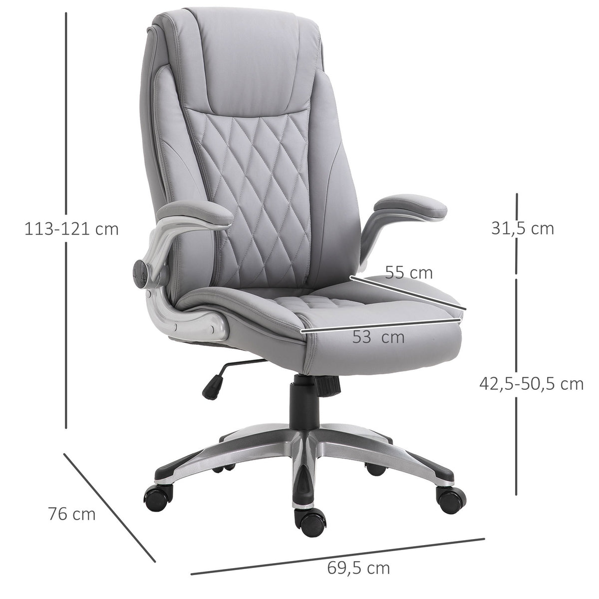 Office Chair, Swivel Chair, Computer Chair, Ergonomic, Rocker Function, Height Adjustable, Headrest, Armrests, Faux Leather