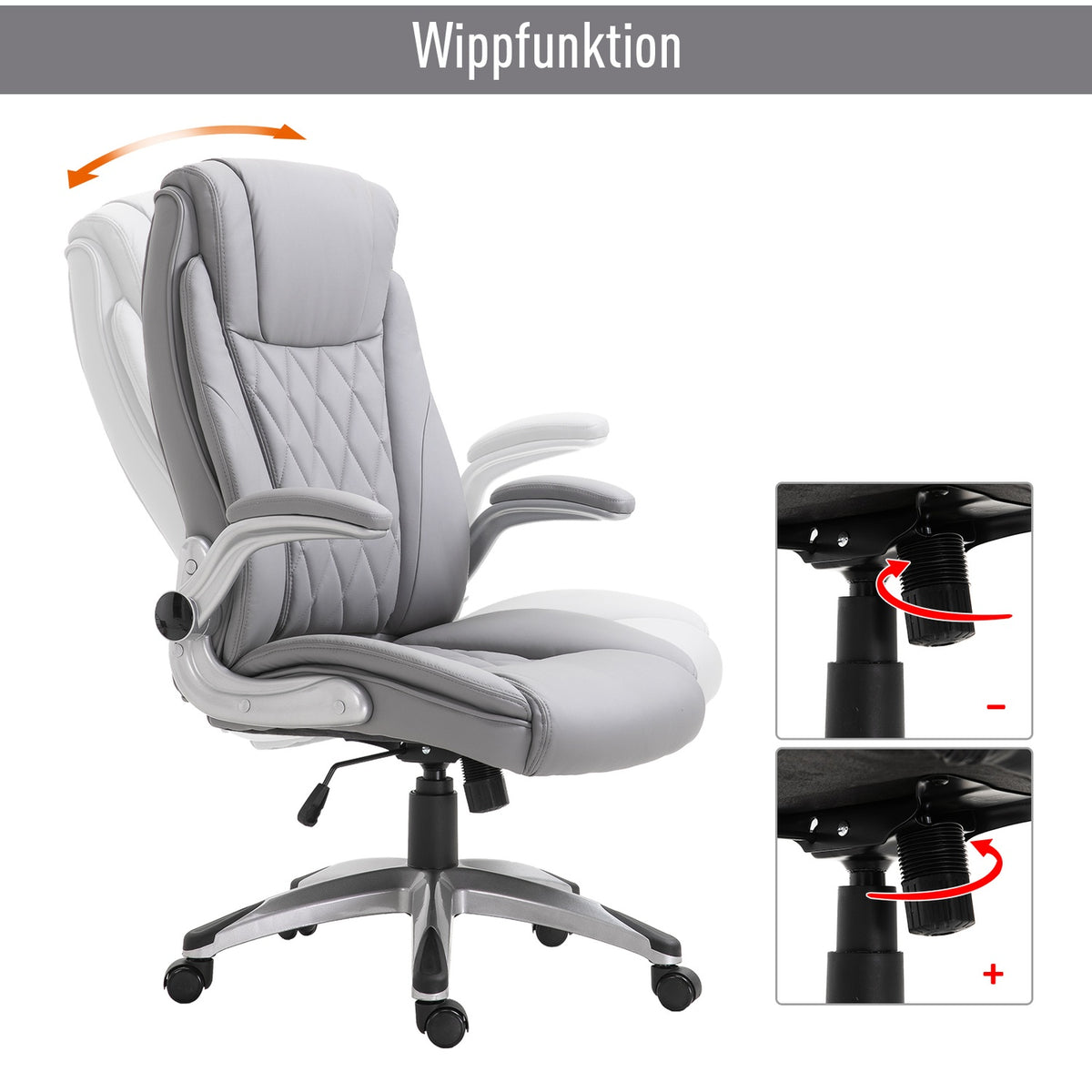 Office Chair, Swivel Chair, Computer Chair, Ergonomic, Rocker Function, Height Adjustable, Headrest, Armrests, Faux Leather