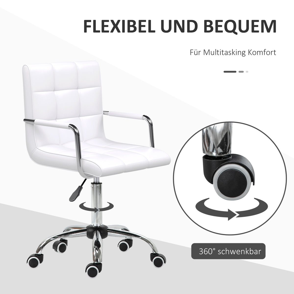 Office Chair Swivel Chair Cosmetic Stool Rolling Stool Swivel Stool Work Stool Executive Chair Chair Desk Chair Metal Pu White 52.5 X 54 X 84-99 Cm