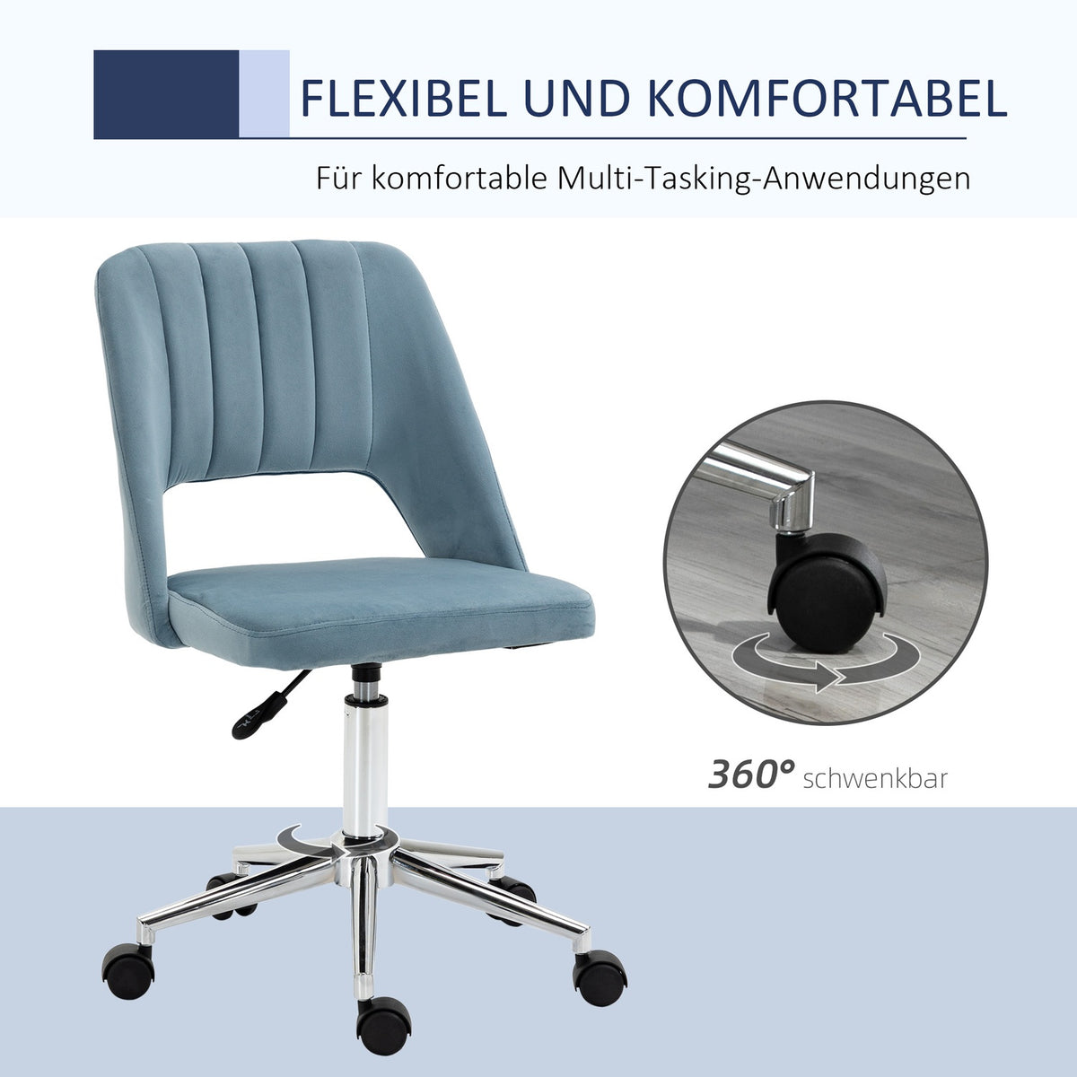 Office Chair Swivel Chair Desk Chair Height Adjustable 360° Rotatable Scallop Design Foam Velvet Polyester
