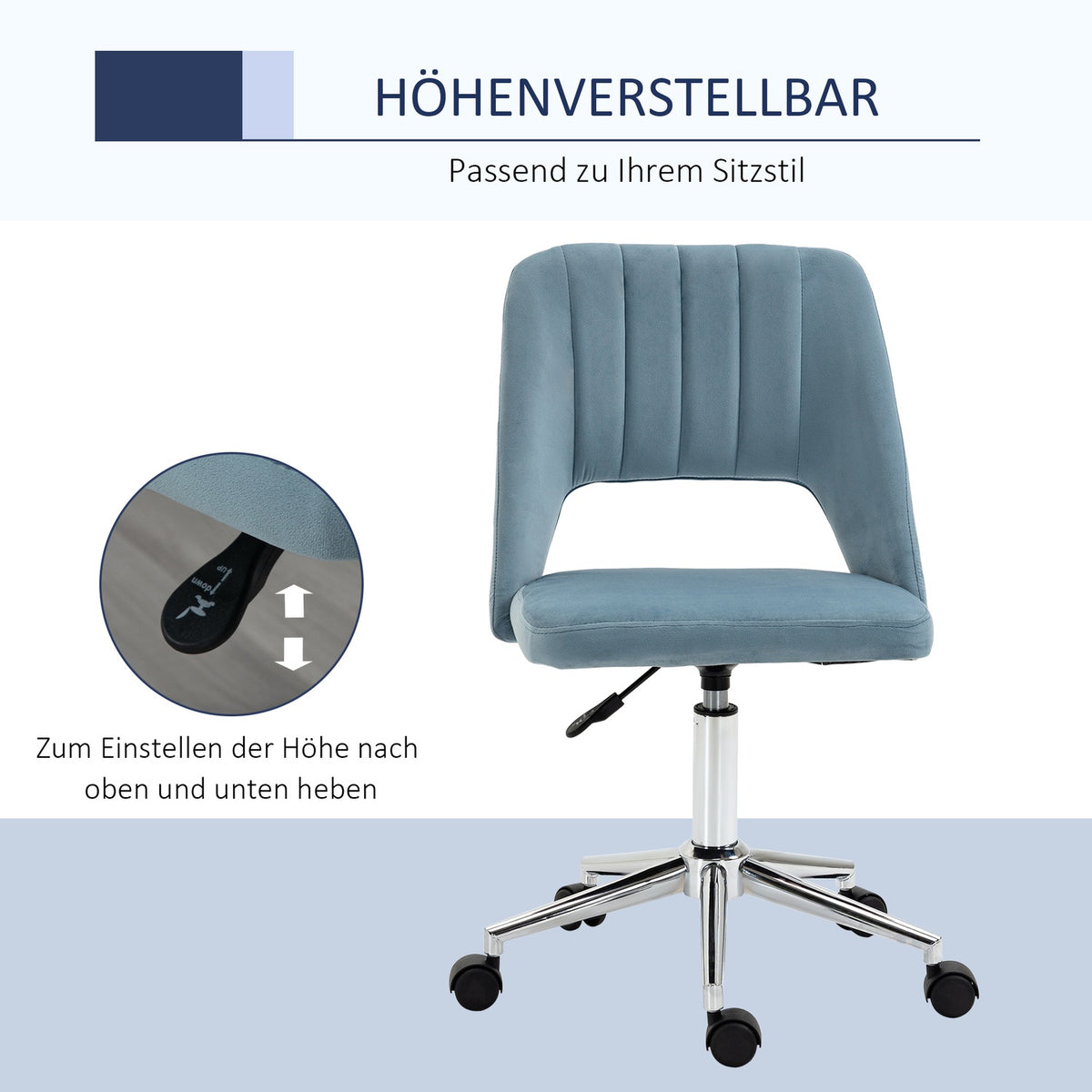 Office Chair Swivel Chair Desk Chair Height Adjustable 360° Rotatable Scallop Design Foam Velvet Polyester
