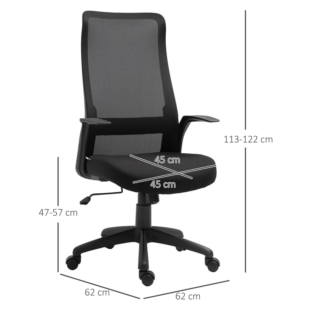Office Chair Swivel Chair Desk Chair Height Adjustable Ergonomic 360° Swivel Wheels Office Foam Nylon Black