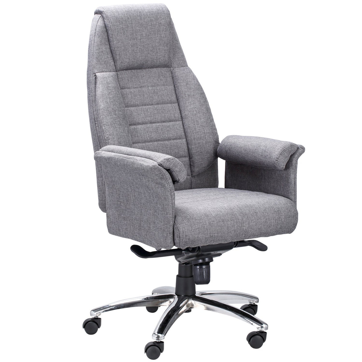 Office Chair Swivel Chair Ergonomic, Armrest & Height Adjustable, Faux Linen, Light Gray, 68X72X120-126Cm