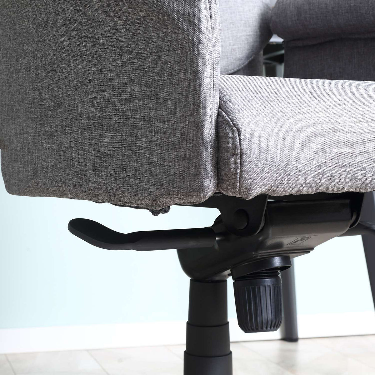 Office Chair Swivel Chair Ergonomic, Armrest & Height Adjustable, Faux Linen, Light Gray, 68X72X120-126Cm