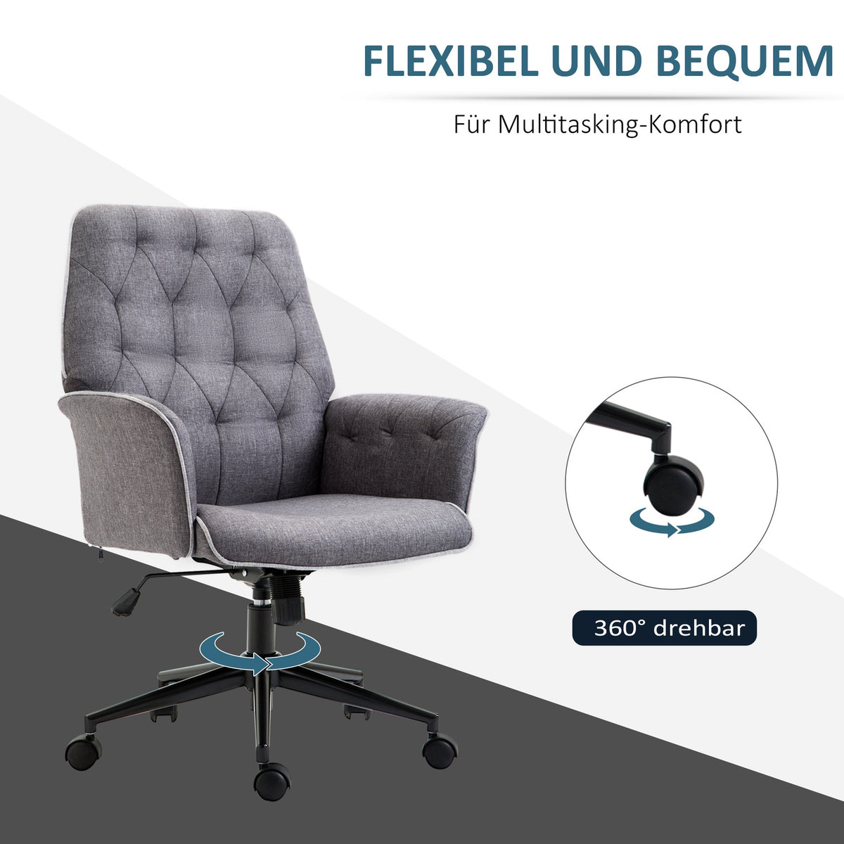 Office Chair Swivel Chair Home Office Chair With Rocker Function, Height Adjustable, 66X69X89.5-97 Cm