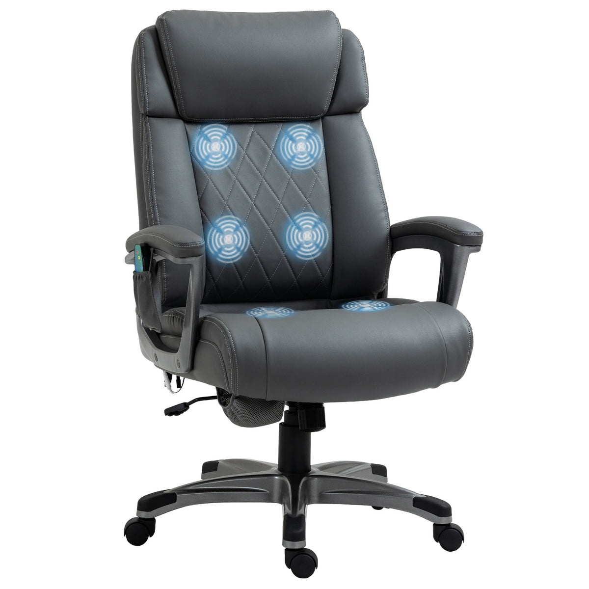 Office Chair Swivel Chair With 6 Massage Points, Ergonomic, Faux Leather, Gray, 70X76.5X114-124Cm