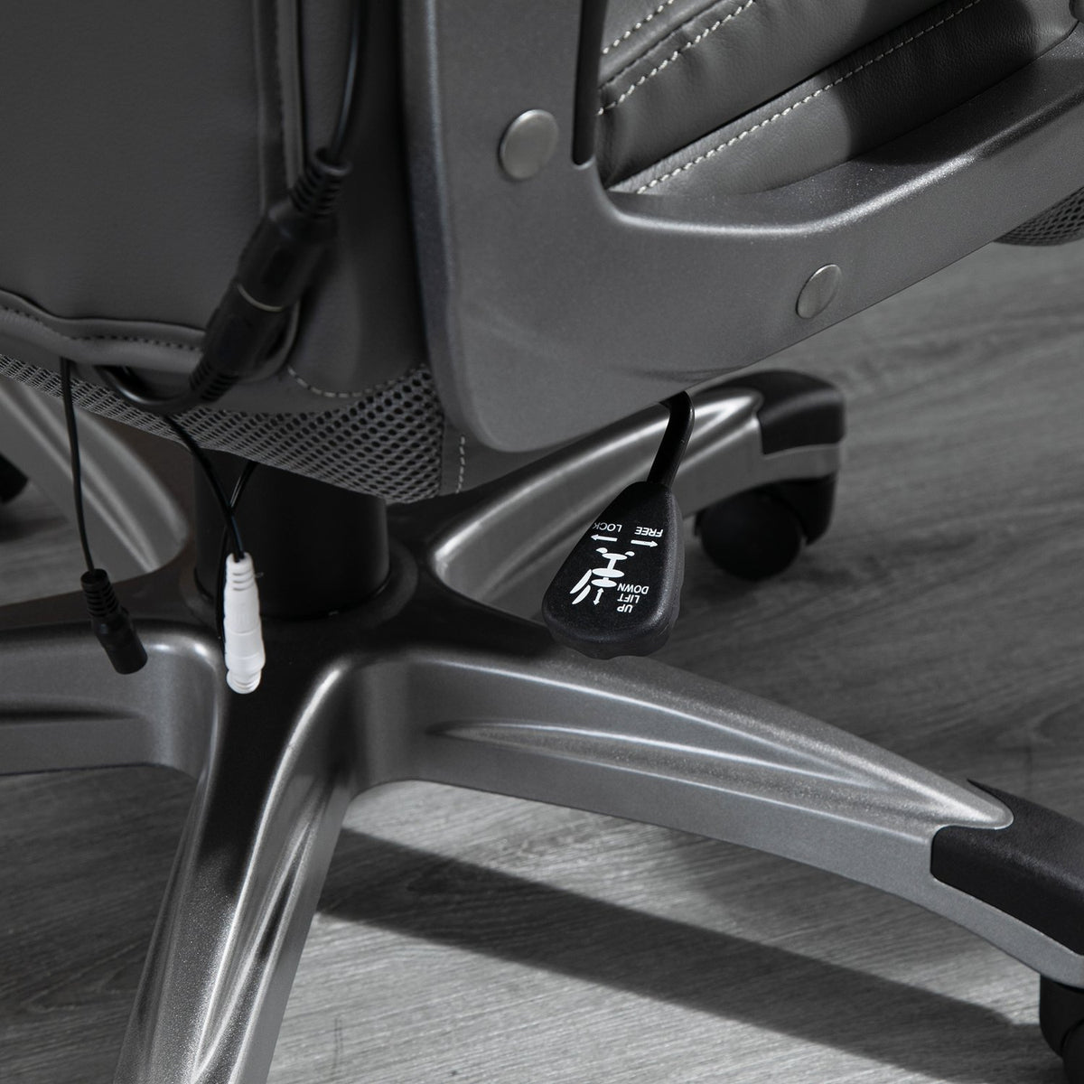 Office Chair Swivel Chair With 6 Massage Points, Ergonomic, Faux Leather, Gray, 70X76.5X114-124Cm