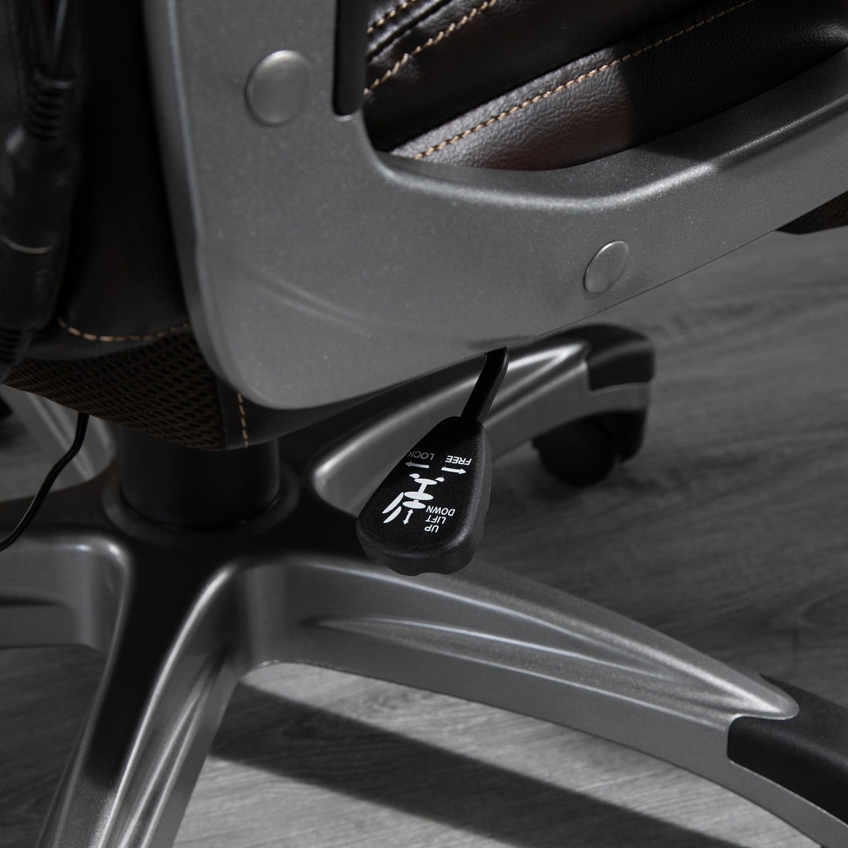 Office Chair Swivel Chair With 6 Massage Points Ergonomic With Curved Headrest And Armrest Faux Leather Brown 70 X 76.5 X 114-124 Cm