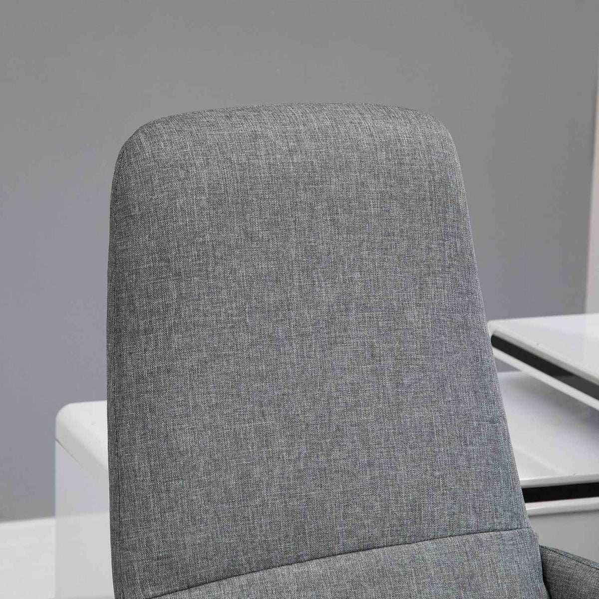 Office Chair Swivel Chair With Rocker Function, Armrest, Height Adjustable, Ergonomic, Artificial Linen, Metal, Gray, 61X67X112.5-120.5Cm