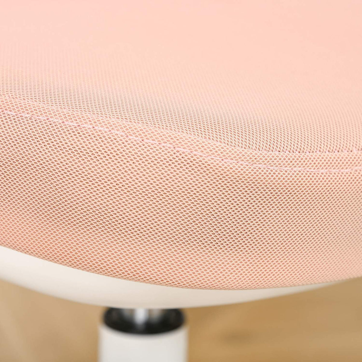 Office Chair Swivel Chair Without Armrests Height Adjustable Foam Abs Metal White + Pink 46 X 51 X 78-87.5 Cm
