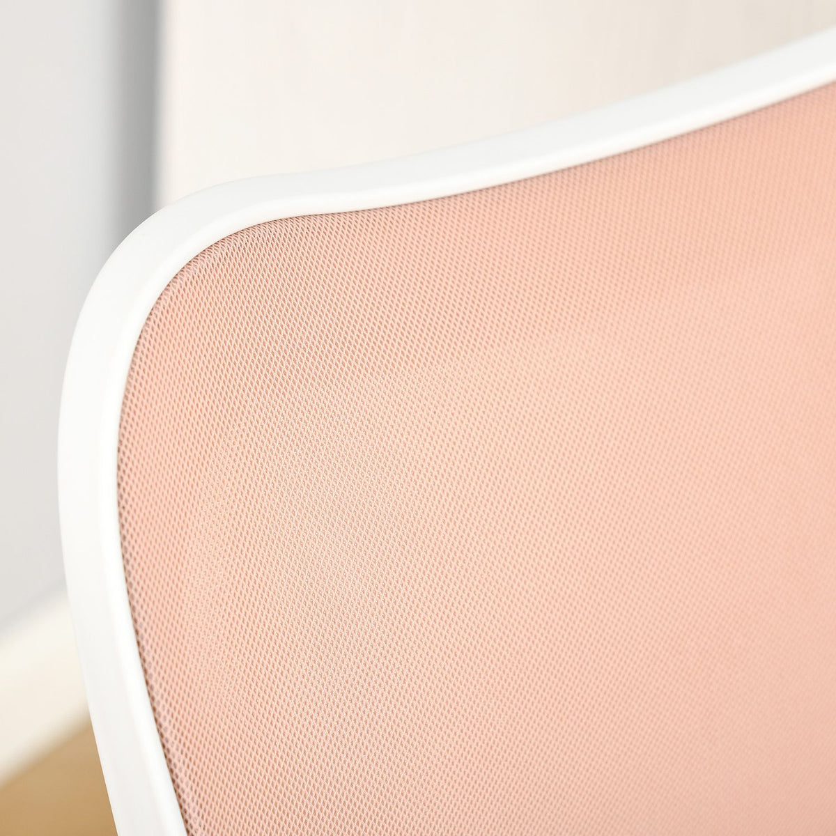 Office Chair Swivel Chair Without Armrests Height Adjustable Foam Abs Metal White + Pink 46 X 51 X 78-87.5 Cm