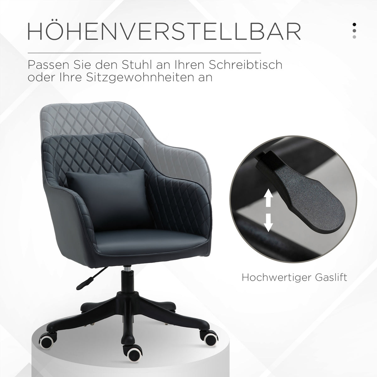 Office Chair With Massage Desk Chair, Vibration Function, Lumbar Cushion, Pu, Anthracite Gray, 55X65X78-86Cm