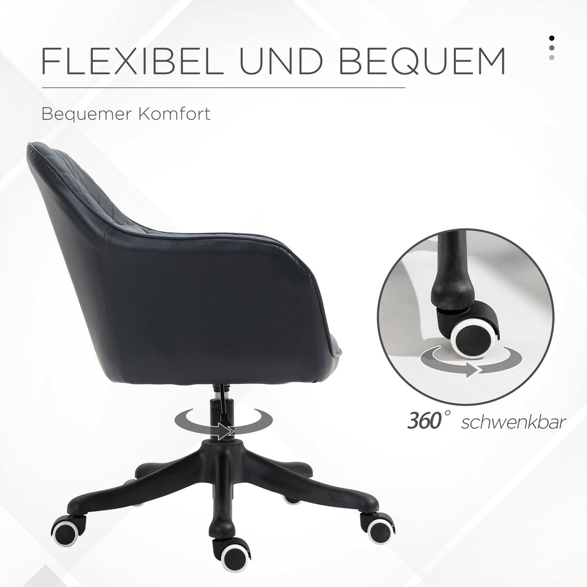 Office Chair With Massage Desk Chair, Vibration Function, Lumbar Cushion, Pu, Anthracite Gray, 55X65X78-86Cm