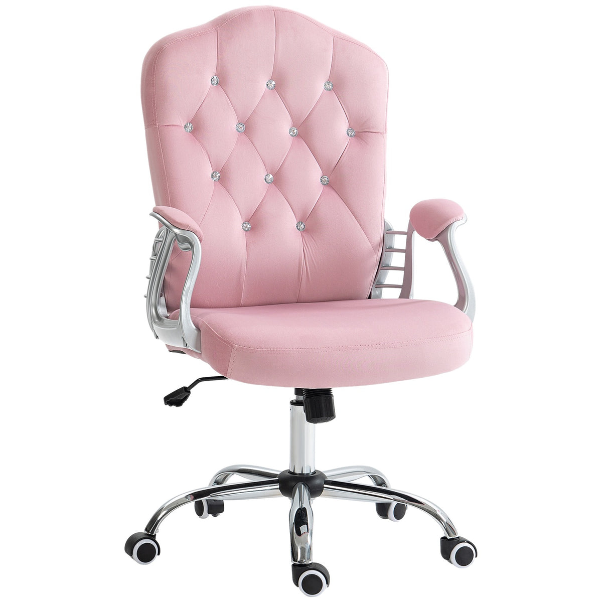 Office Chair for Women, Ergonomic Desk Chair with Rocker Function, Height Adjustable, Load Capacity 120kg, Pink