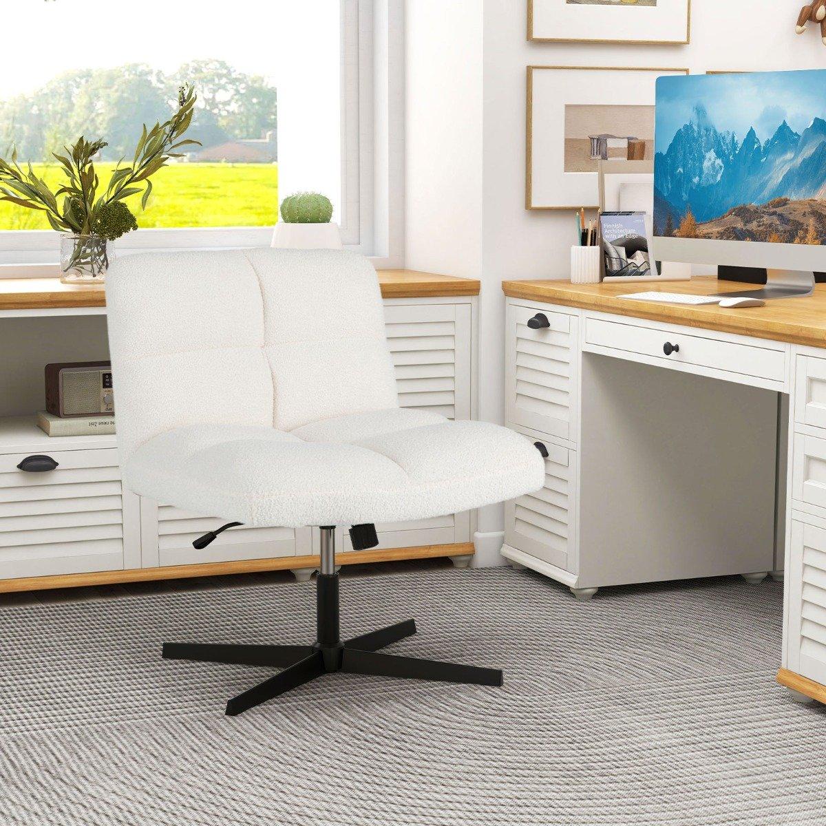 Office Chair with Faux Sheepskin, Wide Seat, Adjustable