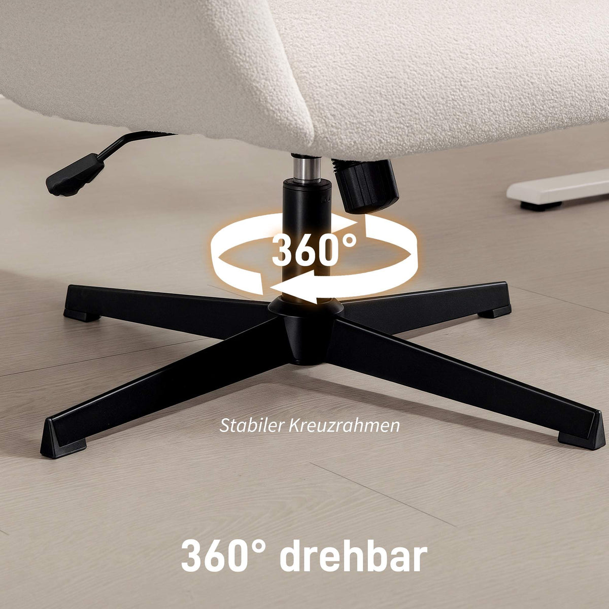 Office Chair with Velvet-Look Fabric, Adjustable, Cream White